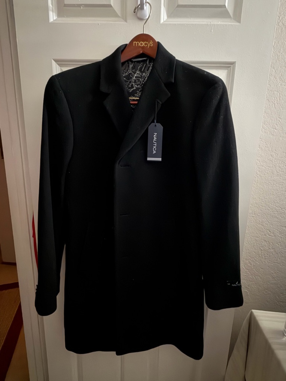 Nautica Men’s Black Single-Breasted Pea Coat